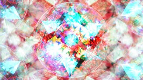 Abstract Rotating Star in Circle with Blurred Pink and White Shapes Illustrazione stock