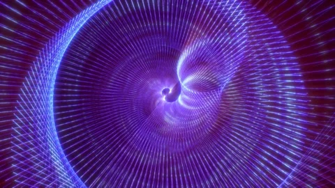 Abstract rotating surface made of particles. High-tech colored spiral. Stock Footage 293702817