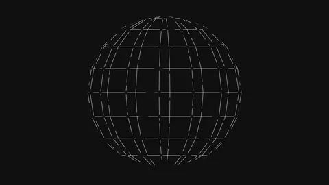 Abstract Rotating Wireframe Data Globe Seamless motion Loop Stock Footage 341721739