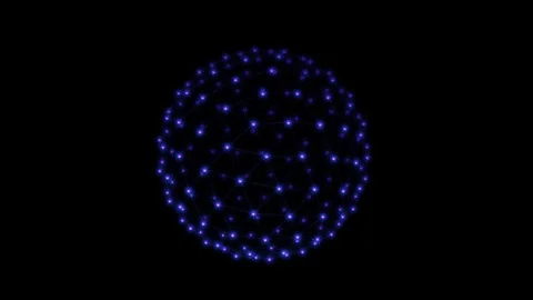 Abstract rotation of a blue sphere from a grid of ligh Stock Footage 113291421