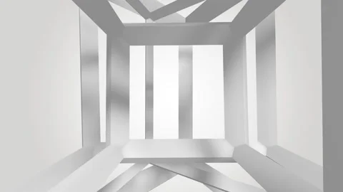 Abstract rotation of hollow cubes on a white background Stock Footage 89788923