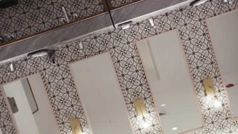 Abstract Rotation Shot of Patterned Wall Tiles and Mirrors Stock Footage 333813414