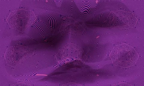 Abstract rough linear texture on waved surface. 3D render Illustrazione stock