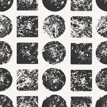 Abstract Round and Square Shapes Seamless Pattern イラスト素材