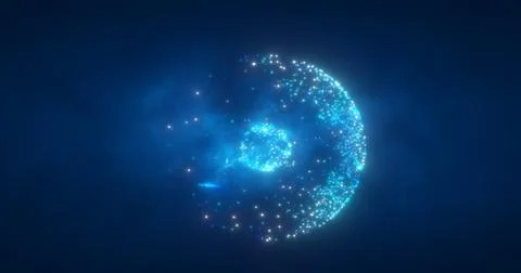 Abstract round blue particle sphere glowing energy science futuristic hi-tech Stock Illustration