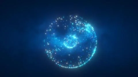 Abstract round blue particle sphere glowing energy science futuristic hi-tech Stock Illustration