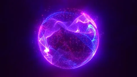 Abstract round blue to purple sphere light bright glowing from energy rays .. イラスト素材