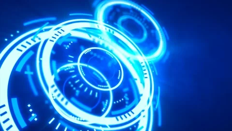 Abstract round blue ring of lines HUD elements circles energy futuristic sc.. Stock Footage 233506469