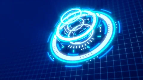 Abstract round blue ring of lines HUD elements circles energy futuristic sc.. Stock Footage 234108650