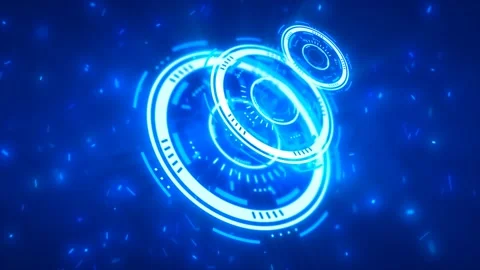 Abstract round blue ring of lines HUD elements circles energy futuristic sc.. Stock Footage 234412560