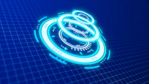 Abstract round blue ring of lines HUD elements circles energy futuristic sc.. Stock Footage 235822657