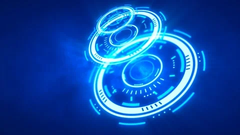 Abstract round blue ring of lines HUD elements circles energy futuristic sc.. Stock Footage 235829465
