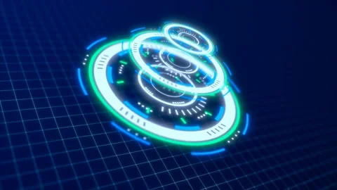 Abstract round blue ring of lines HUD elements circles energy futuristic sc.. Stock Footage 236313030