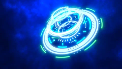 Abstract round blue ring of lines HUD elements circles energy futuristic sc.. Stock Footage 236794267