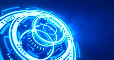 Abstract round blue ring of lines HUD elements circles energy futuristic sc.. Illustrazione stock