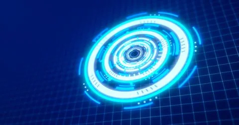 Abstract round blue ring of lines HUD elements circles energy futuristic sc.. 스톡 일러스트