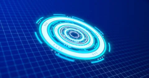 Abstract round blue ring of lines HUD elements circles energy futuristic sc.. Illustrazione stock