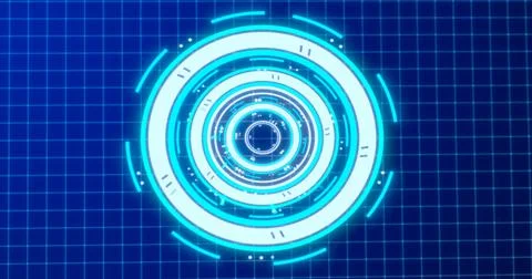 Abstract round blue ring of lines HUD elements circles energy futuristic sc.. 스톡 일러스트