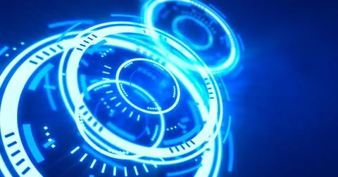 Abstract round blue ring of lines HUD elements circles energy futuristic sc.. Illustrazione stock