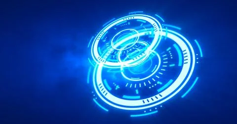 Abstract round blue ring of lines HUD elements circles energy futuristic sc.. 스톡 일러스트