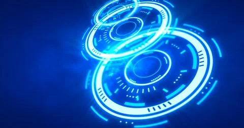 Abstract round blue ring of lines HUD elements circles energy futuristic sc.. イラスト素材