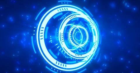 Abstract round blue ring of lines HUD elements circles energy futuristic sc.. 스톡 일러스트