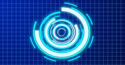Abstract round blue ring of lines HUD elements circles energy futuristic sc.. 스톡 일러스트