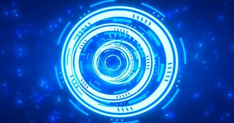 Abstract round blue ring of lines HUD elements circles energy futuristic sc.. イラスト素材