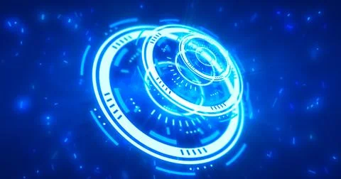 Abstract round blue ring of lines HUD elements circles energy futuristic sc.. Stock Illustration