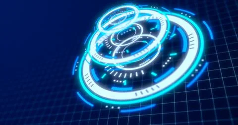 Abstract round blue ring of lines HUD elements circles energy futuristic sc.. Illustrazione stock