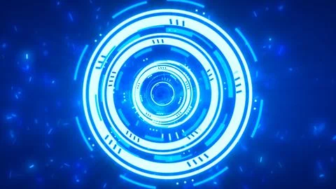Abstract round blue ring of lines HUD elements circles energy futuristic scie Stock Illustration