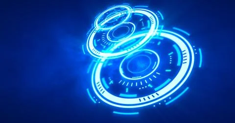 Abstract round blue ring of lines HUD elements circles energy futuristic sc.. Stock Photos