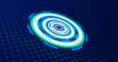 Abstract round blue ring of lines HUD elements circles energy futuristic sc.. Stock Photos