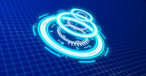 Abstract round blue ring of lines HUD elements circles energy futuristic sc.. Foto stock