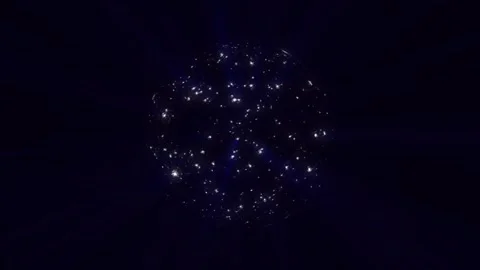 Abstract round blue sphere glowing energy magic molecule with atoms Stock Footage 275555703
