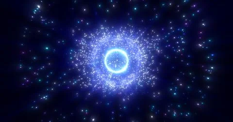 Abstract round blue sphere glowing energy magic molecule with atoms from part Stock Illustration
