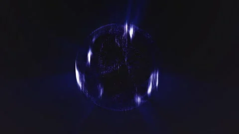 Abstract round blue sphere light bright glowing from vertical rays of energy Stock Footage 281499099