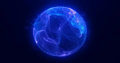 Abstract round blue sphere light bright glowing from rays of energy and mag.. Stockillustratie