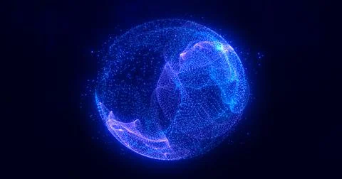 Abstract round blue sphere light bright glowing from rays of energy and mag.. 스톡 일러스트
