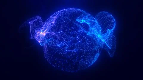 Abstract round blue sphere light bright glowing from rays of energy and mag.. 스톡 일러스트