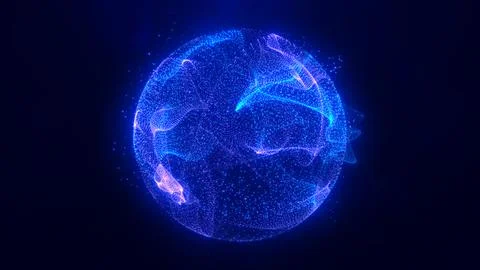 Abstract round blue sphere light bright glowing from rays of energy and mag.. Stock Illustration
