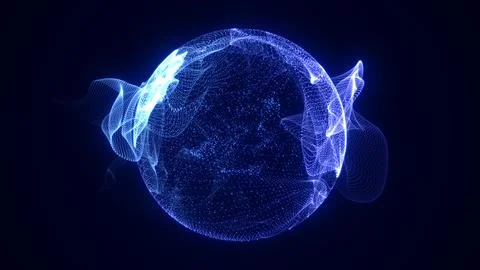 Abstract round blue sphere light bright glowing from rays of energy and mag.. Stock Illustration