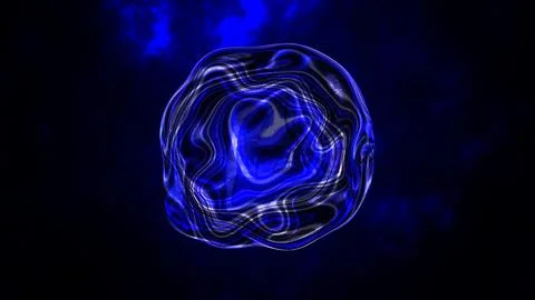 Abstract round blue sphere liquid iridescent soap bubble futuristic, abstra.. Illustrazione stock
