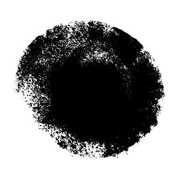 Abstract round brush stroke with rough ink texture and paint splash. Circular Stock Illustration