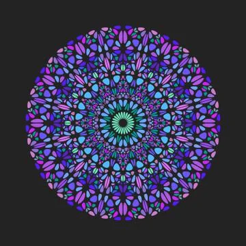 Abstract round colorful flower pattern mandala art Illustrazione stock