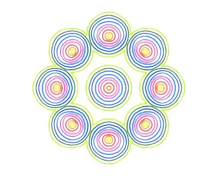 Abstract round concentric pattern from color lines Illustrazione stock