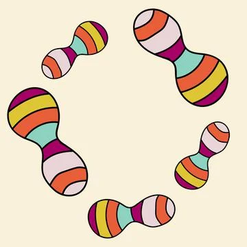 Abstract round doodle frame with stripped drops. Stock Illustration