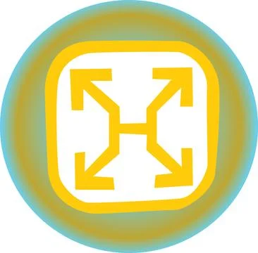 Abstract Round Expansion Icon with Four Diagonal Arrows and Letter H Concept Stock Illustration