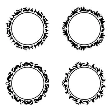 Abstract round frame vector set 04 Stock Illustration