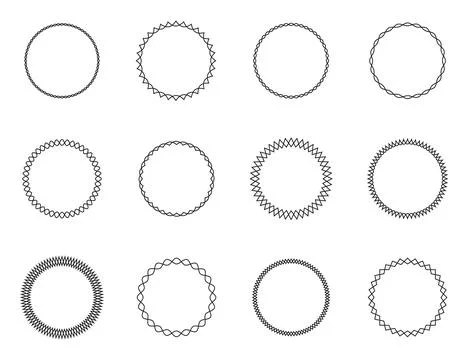 Abstract round frames set black on white background. Vector design element. Stock Illustration